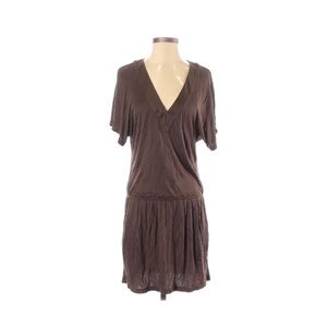BCBGMAXAZRIA women’s mini casual brown short sleeve elastic waist dress size XS